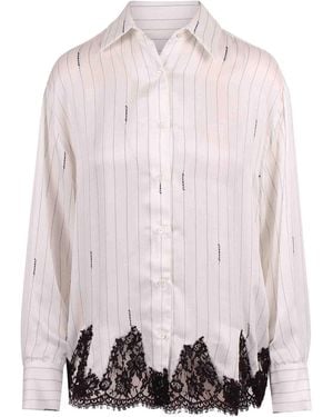 ERMANNO FIRENZE Pinstriped Shirt With Lace - Pink