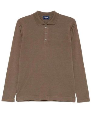 Drumohr Long Sleeve Polo - Brown
