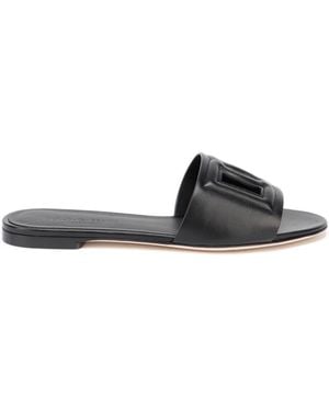 Dolce & Gabbana Leather Slides - Black