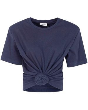 Magda Butrym Twist Cropped T-Shirt - Blue