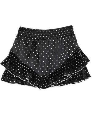 Self-Portrait Polka Dot Frill Mini Skirt - Black