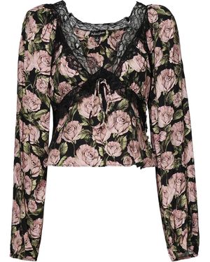 For Love & Lemons Clarisse Blouse - Black