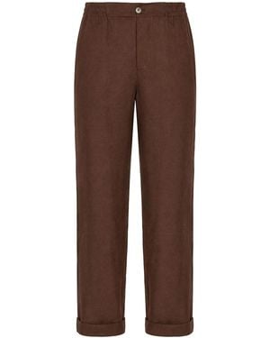 Alpha Studio Chocolate Linen Pants - Brown