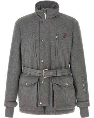 Brunello Cucinelli Mountain Wool Safari Jacket - Gray