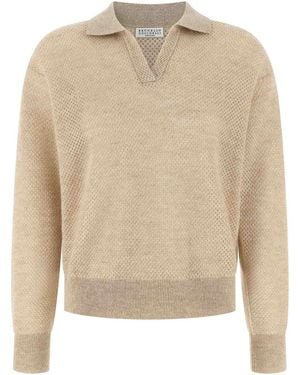 Brunello Cucinelli Waffle Processing Polo Shirt - Natural
