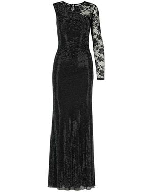 Self-Portrait Rhinestone Polyester Dress - Black