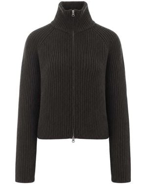 Lisa Yang Dark Fern Sadie Zip Cardigan - Black