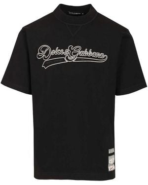 Dolce & Gabbana Cotton T-Shirt With Embroidery - Black