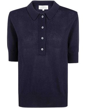 Studio Nicholson Knitted Polo Top - Blue
