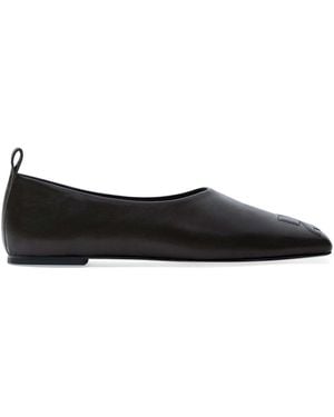 Courreges Minimal Leather Loafers - Black