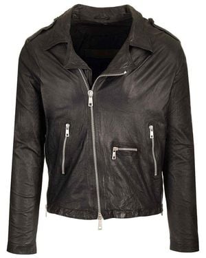 Giorgio Brato Lamb Leather Biker Jacket - Black