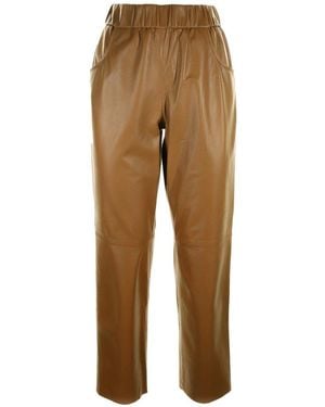 Via Masini 80 Pantalones De Cuero - Neutro