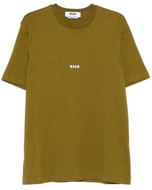 MSGM Cotton T-Shirt With Front Printed Logo - Green