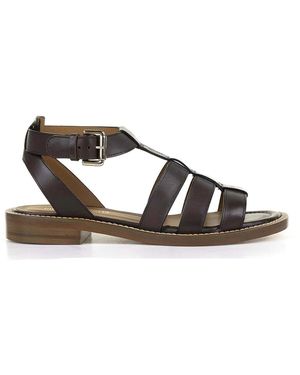 Guglielmo Rotta Chocolate Leather Flat Sandal - Brown