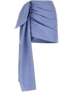 Self-Portrait Cotton Tie Side Mini' Skirt - Blue