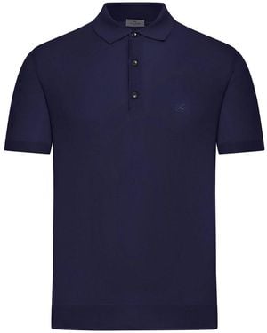 Etro Short-Sleeved Cotton Polo Shirt - Blue