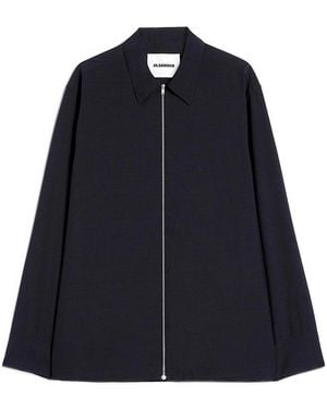 Jil Sander Poplin Zip-Up Shirt - Blue