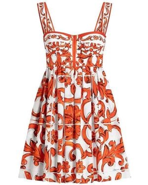 Dolce & Gabbana Maiolica Print Mini Dress - Red