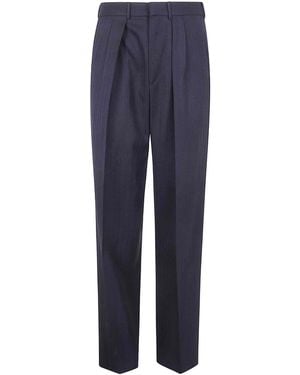 Tom Ford Solid Satin Stripe Double Pleat Trousers - Blue
