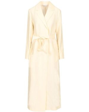 Max Mara Linen And Silk Canvas Overcoat - Natural