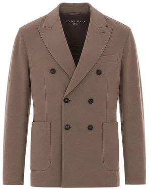 Circolo 1901 Double-Breasted Light Fleece Blazer - Brown
