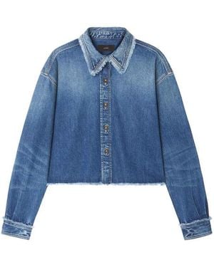 Alanui Fringed Cropped Denim Shirt - Blue