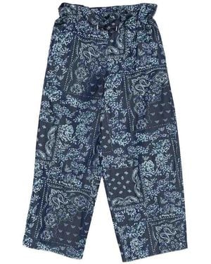 Emporio Armani Printed Cotton Trousers - Blue
