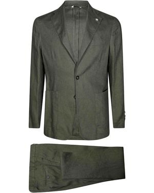 Manuel Ritz 1 Pleat Linen Suit - Green