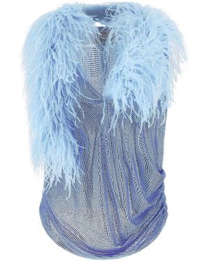 GIUSEPPE DI MORABITO Mesh And Feather Top - Blue