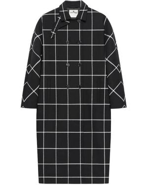 Courreges Checked Oversized Tailored Coat - Black
