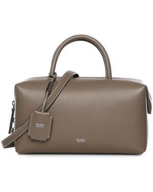 Max Mara Medium Leather Satchel Bag - Grey