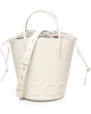 Coccinelle Myrtha Grained Leather Bucket Bag - White