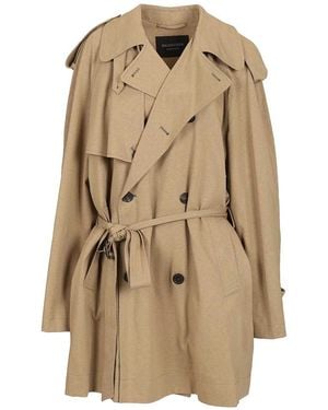 Balenciaga Cropped Trench Coat - Natural