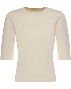 Max Mara Sweater With Lettering Logo - White