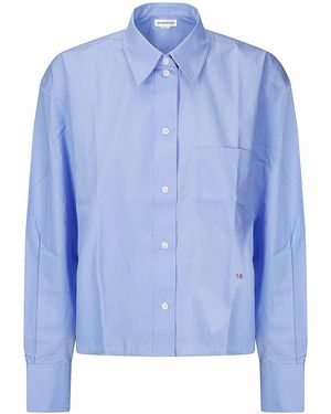 Victoria Beckham Cropped Long Sleeve Shirt - Blue