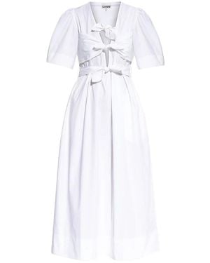 Ganni Washed Tie Strap Midi Dress - White