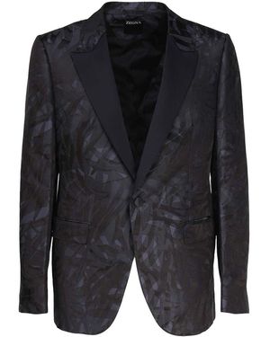 ZEGNA Linen And Silk Elegant Jacket in Black for Men Lyst UK