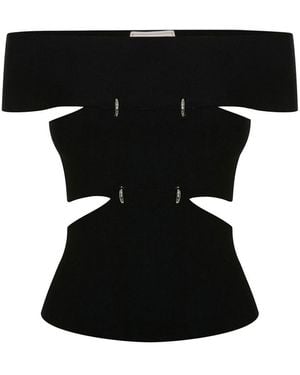 McQueen Off-Shoulder Sliced Mini Top - Black
