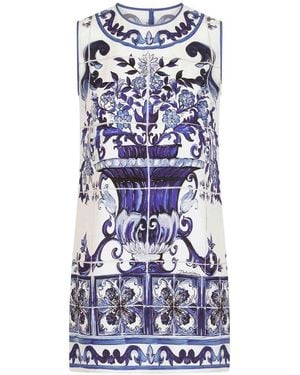 Dolce & Gabbana Dolce & Gabbana Printed Silk Top - Blue