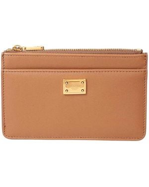 Dolce & Gabbana Leather Holder Plonge Caramel Color - Brown