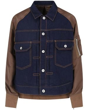 Sacai Denim And Nylon Jacket - Blue