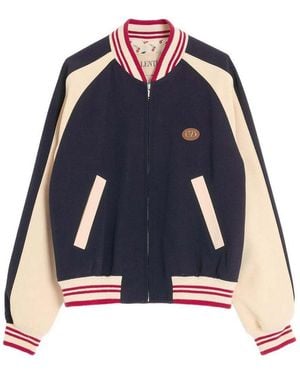 Valentino La Chat De La Maison Wool Bomber Jacket - Blue