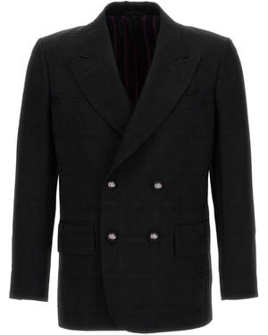 Etro Check Double-Breasted Blazer - Black
