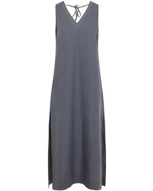 Peserico V-Neckline Long Dress - Blue