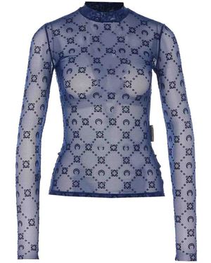 Marine Serre Avyblue Moonogram Longsleeves Top