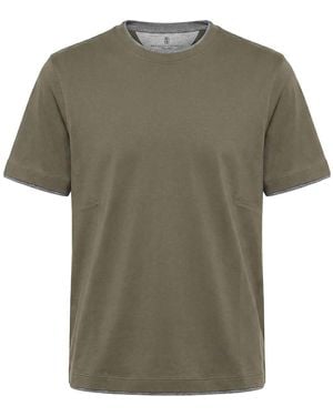 Brunello Cucinelli T-Shirt With Faux-Layering - Green