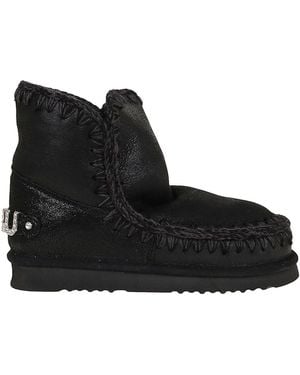 Mou Eskimo 18 Rhinestone Logo Booties - Black