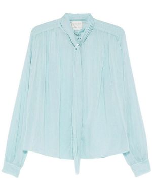 forte_forte Light Cotton-Silk Blend Shirt - Blue