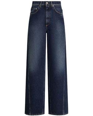 Dolce & Gabbana Wide-Leg Cotton Denim Jeans - Blue