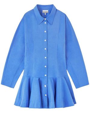 Ganni Organic Cotton Shirtdress - Blue